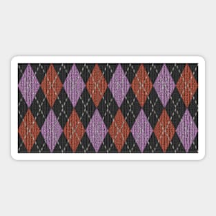 Purple and Orange and Grey Argyle Knit Pattern Sticker